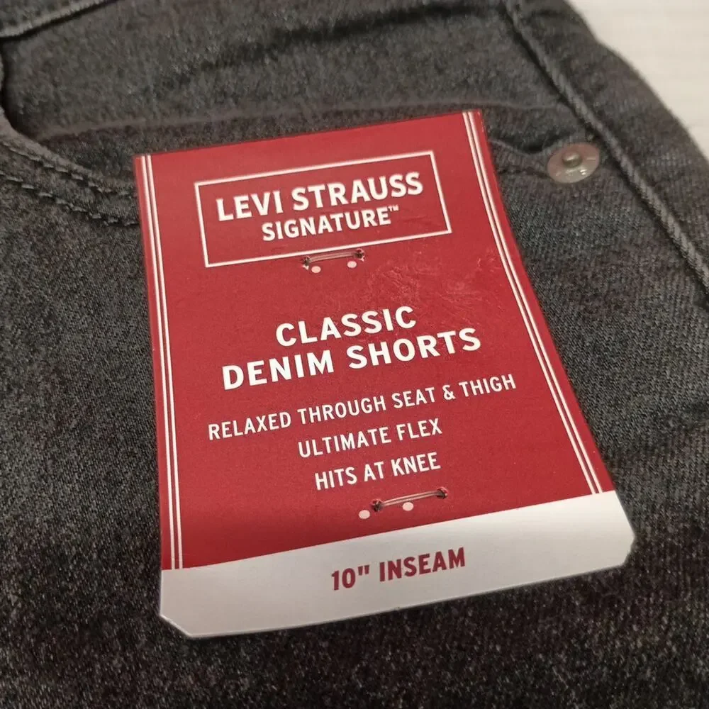 Levi Signature Shorts Men's 30 Black Classic Denim‎ Relaxed